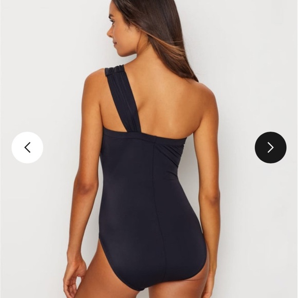 NWT MagicSuit Solid Goddess One Shoulder One Piece Swimsuit Black SZ 12 - Picture 2 of 7